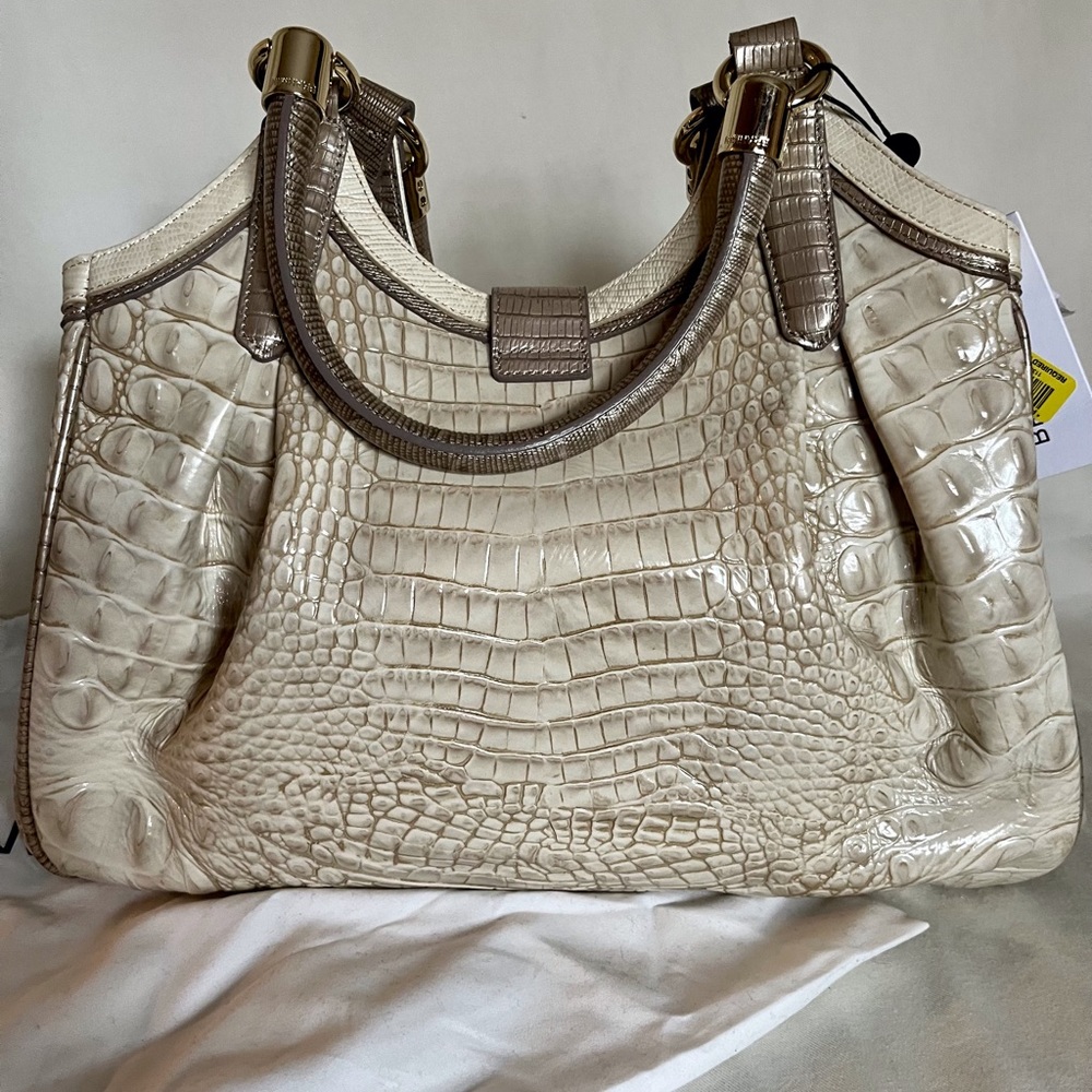 Brahmin Elisa Limestone Tri-Textured Leather Purses - Picture 3 of 16